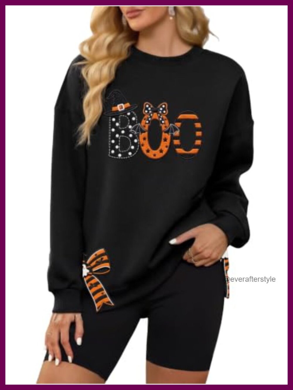 Boo Graphic Crew Neck Sweatshirt Long Sleeve Pullover Soft Halloween Women